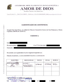 Certifivcaat van Amor de Dios